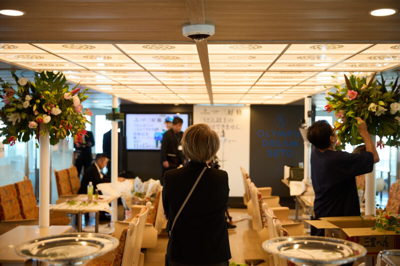 ON船　フェリーのユニークベニュー　国際両備フェリー　おりんぴあどりーむせと　ユニークベニュー　船上イベント　船上ウエディング